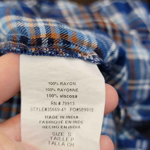 Oh Baby by Motherhood Maternity Plaid Button Down 3/4 Sleeve Shirt Size Small - Picture 3 of 12